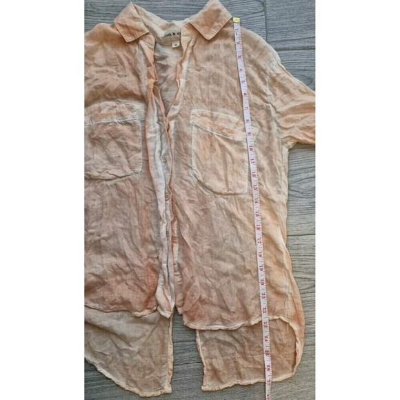 Anthropologie Cloth and Stone Size XS Button Up Shirt Top Blouse Orange Ombre 10 - Picture 7 of 8